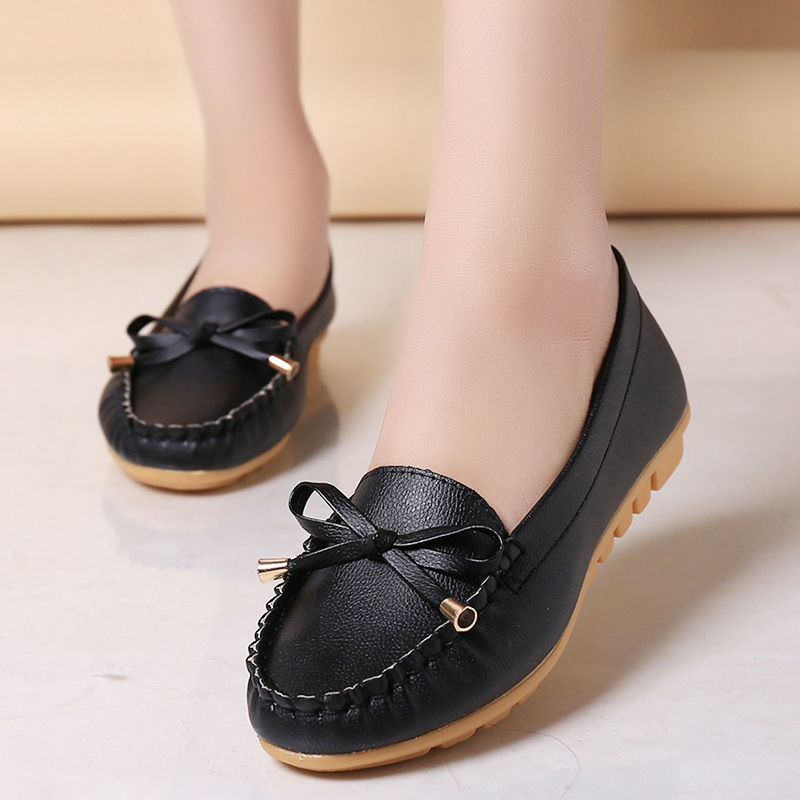 Women Ballet Shoes Flats Cut Out Leather Breathbale Moccains Women Boat Shoes Ballerina Ladies Shoes