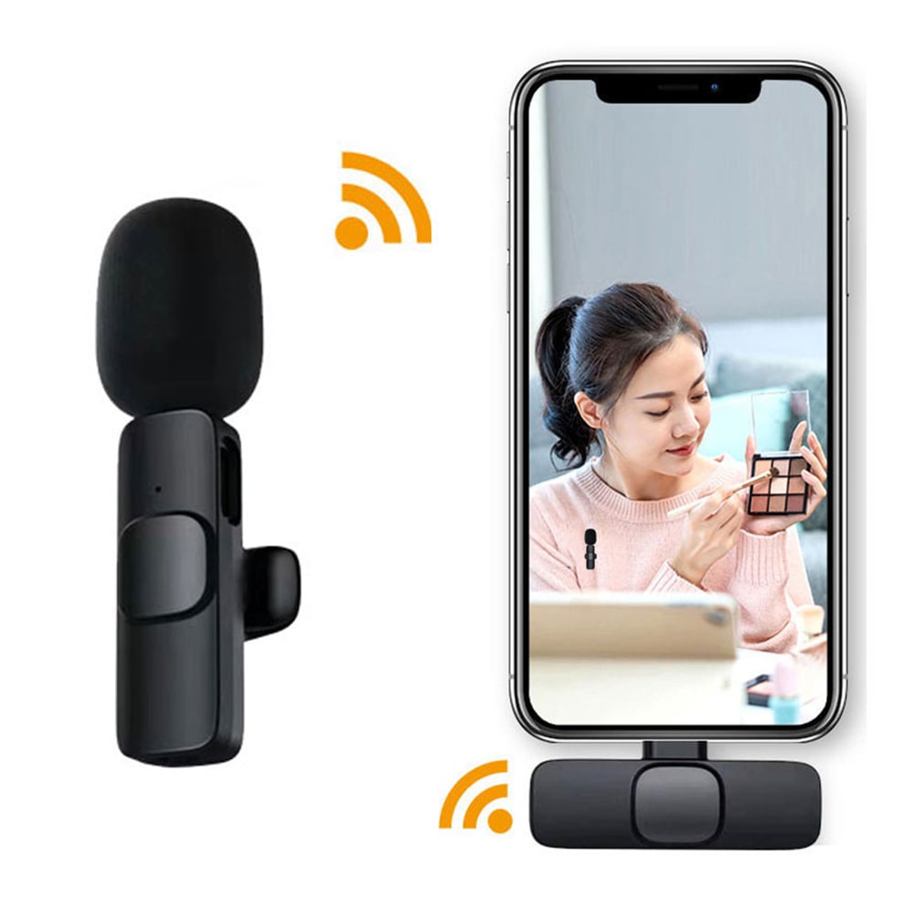 Wireless Lavalier Microphone Portable Audio Video Recording Mic For IPhone Android Live Game Mobile Phone Camera