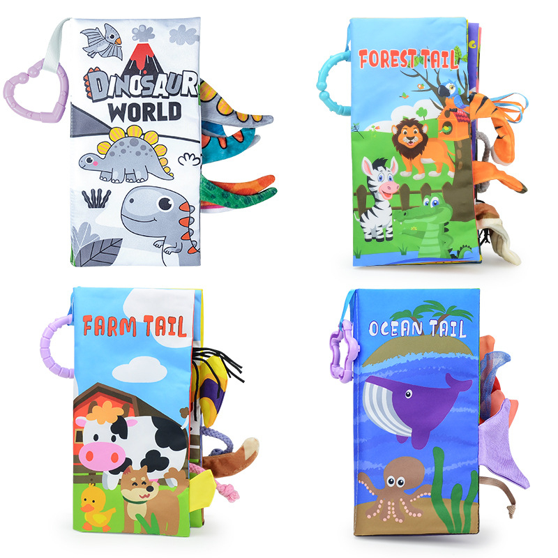 Baby 3D Cloth Book 0-3 Year Old Infant and Child Toys Can't Tear apart Early Education Jungle Animal Tail Cloth Book