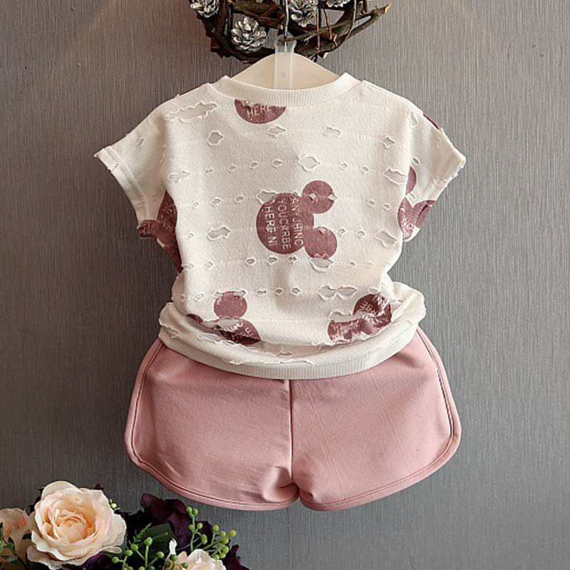 Clothing Sets Fashion Summer Kids Clothing Sets Lovely Doll Print T-shirt+Short 2Pcs for Girls Clothes &