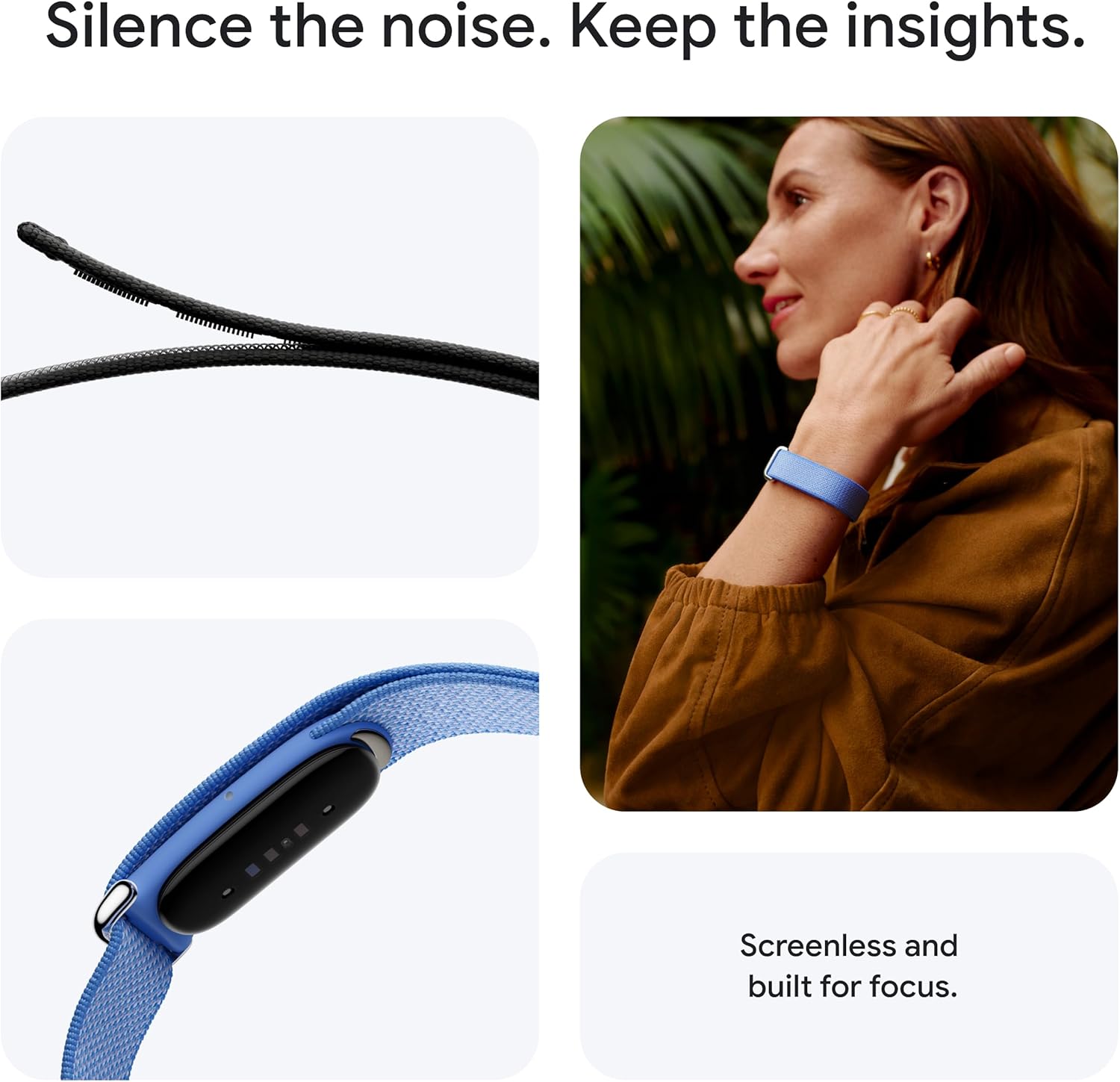 Google Fitbit Air - Screenless Activity Tracker with Fitness, Heart Rate, and Sleep Tracking - Personalized AI-Powered Coaching - Up to 7 Days’ Batter
