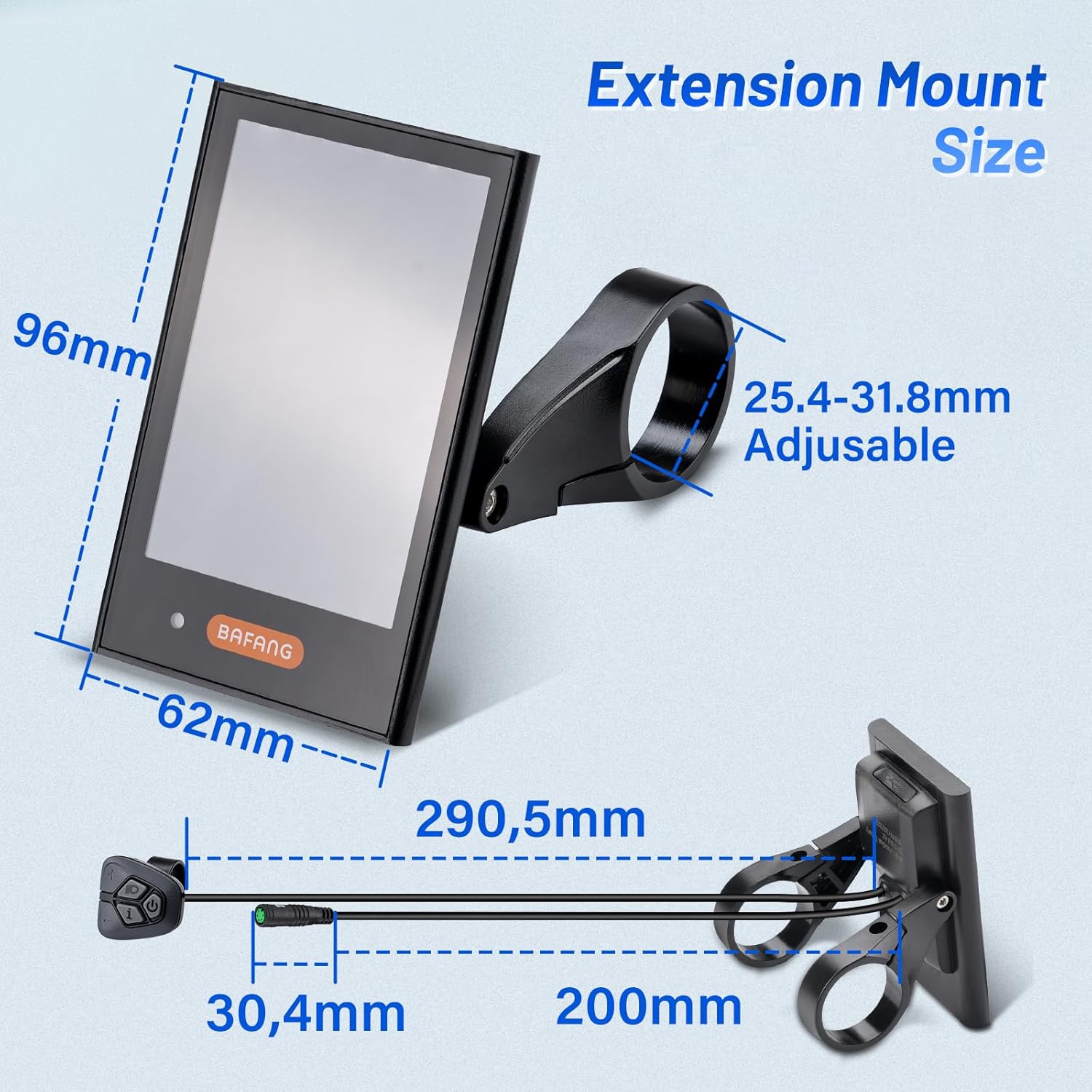 BAFANG Ebike Display DPC18 for BBS01B BBS02B BBSHD UART Version Mid Drive Motor, 0-9 Pedal Assist Levels E-Bike Computer Display