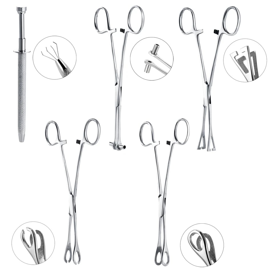1Pc Surgical Steel Opening Closing Needle Ball Clamp Plier Different Open shape Tweezers Piercing Professional Puncture Tool