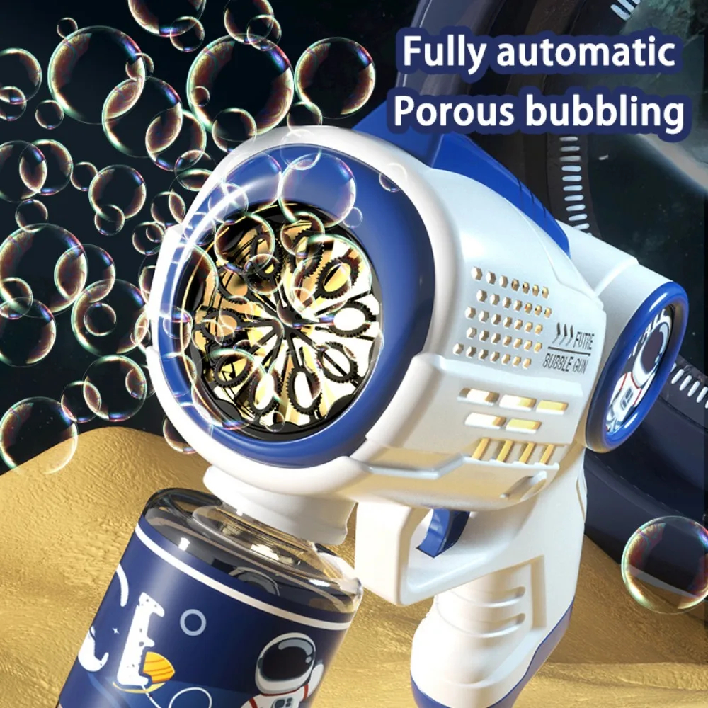 Astronaut Electric Automatic Light Bubble Machine Bubbles Gun Summer Beach Bath Outdoor Game Fantasy Toys for Children Kids Gift