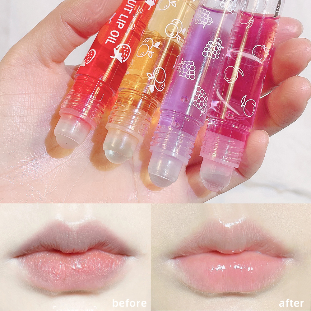 Dribbling Lip Oil Moisturizing&Moisturizing lipstick Liquid Moisturizing Rolling Ball Mouth Oil Colorless and Transparent Fruit