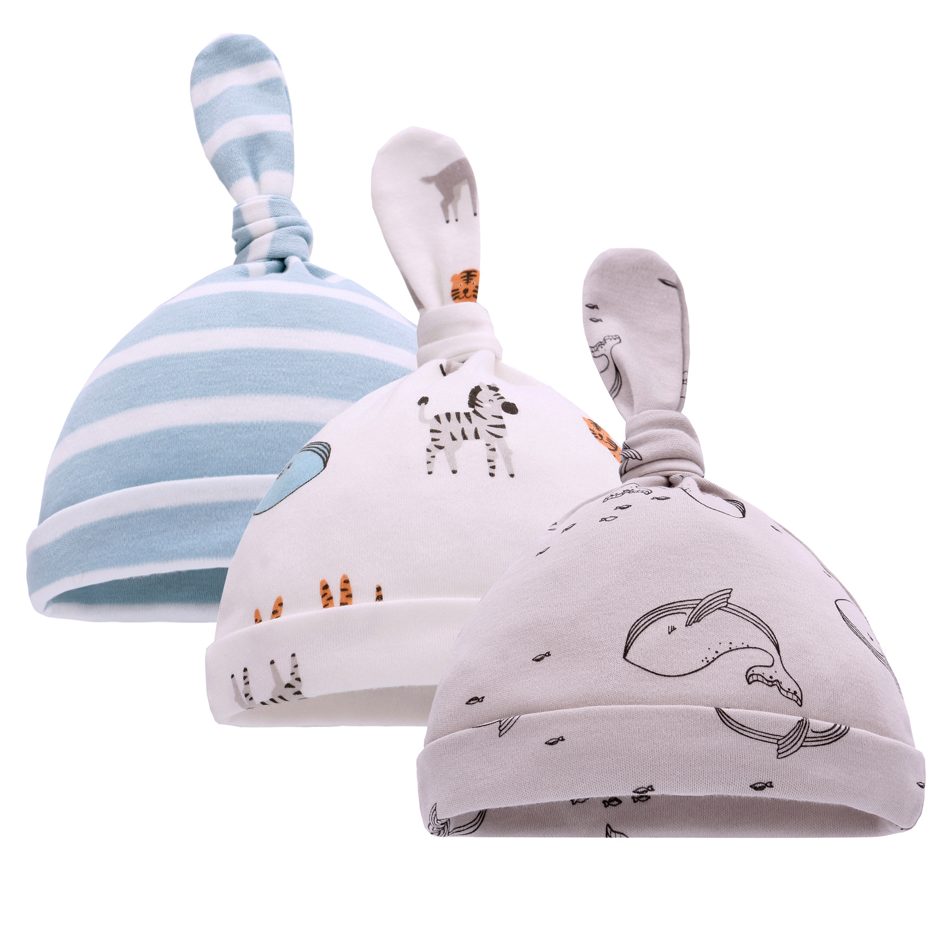 Newborn baby 0-1 year old fetal cap baby cap male and female baby pointed cap newborn hat 3pcs