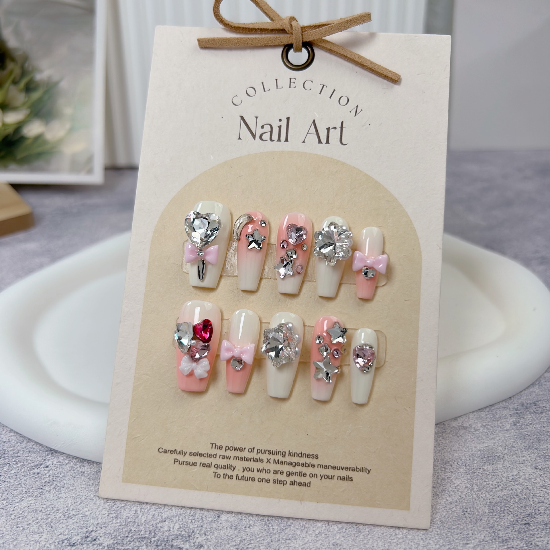 2023 new pure hand-worn nail butterfly flowers starry sky cat eye aurora nail can be disassembled and reused heavy industry nail