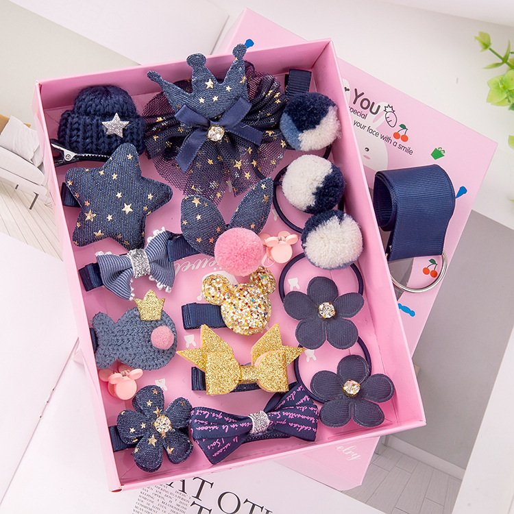 18pcs Girls Cute Bow Hair Clip Set Girls Hair Accessories Headwear With Gift Box Gift For Girls
