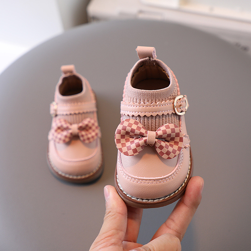 Girls Children Princess Shoes Baby Kids Elastic Slip on Sock Shoes Lightweight Breathable Soft Sole Non Slip First Walking Shoes