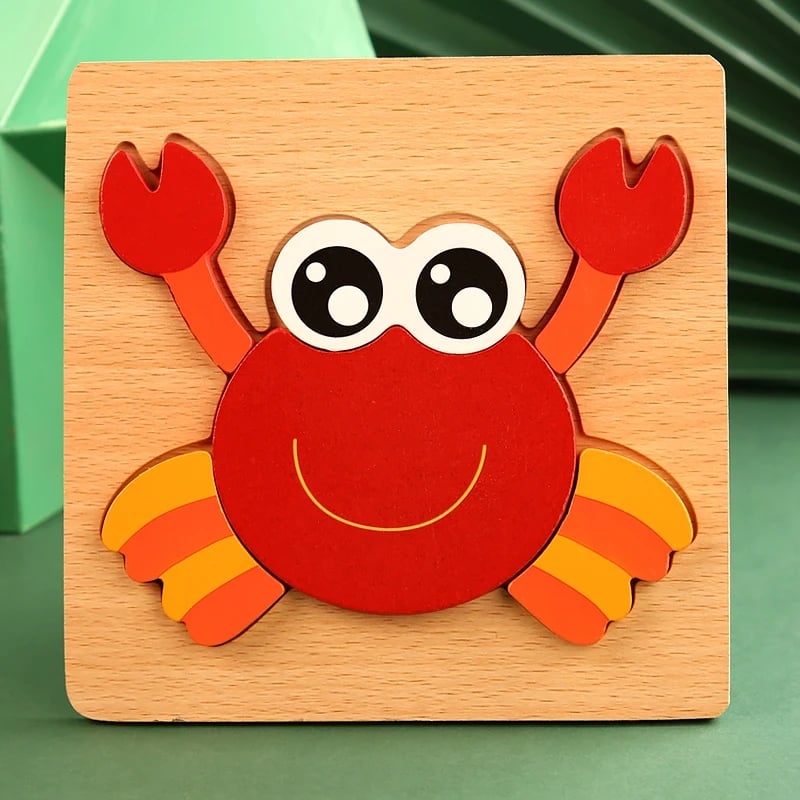 3D Wooden Puzzle Baby Cartoon Animal Traffic Jigsaw Early Learning Cognition Game Puzzle Toys for Children