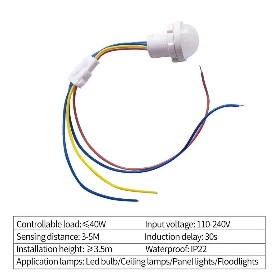 1pc AC 220V 110V LED PIR Infrared Detector IR Infrared Motion Sensor Switch Adjustable Time Delay Switch