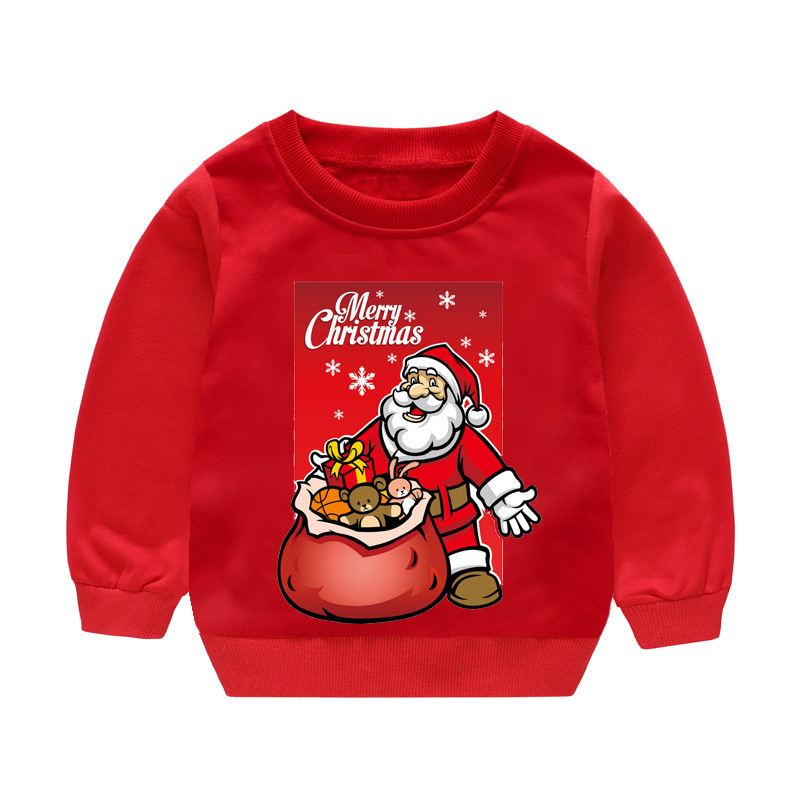 Spring Autumn Fashion Girls Santa Claus Print Sport Our Middle Hoodie Jacket Kids Long Sleeve Casual Hooded Sweatshirt