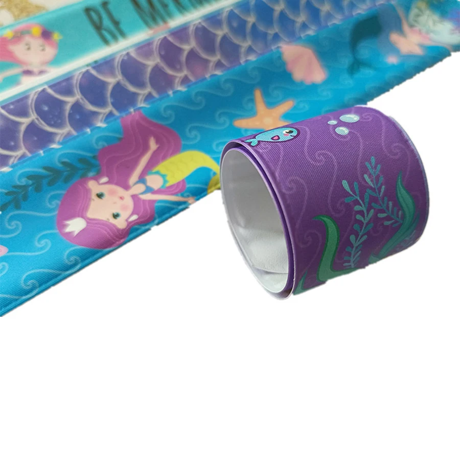 6Pcs Random Cartoon Mermaid Slap Bracelets Animals Wristband Gift Birthday Kids Favor Toys Party Supplies