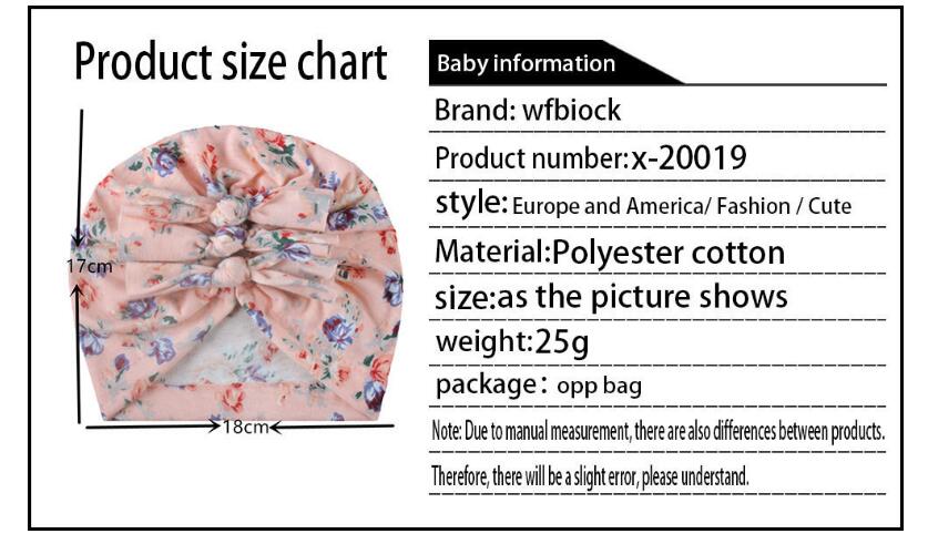 Children's Pullover cap new style endless print pleated bow Indian Hat Baby Hat