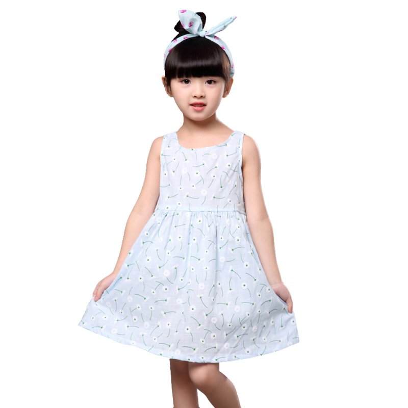 Summer Baby Girl Dress Kids Sleeves Printing cotton Flower dresses Vestidos Dress for Girl Children Girls Clothes