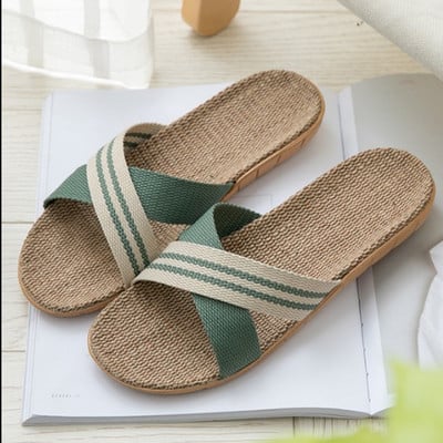 Linen slippers home men and women indoor slippers non-slip summer sandals slippers men and women SUN1XZ99