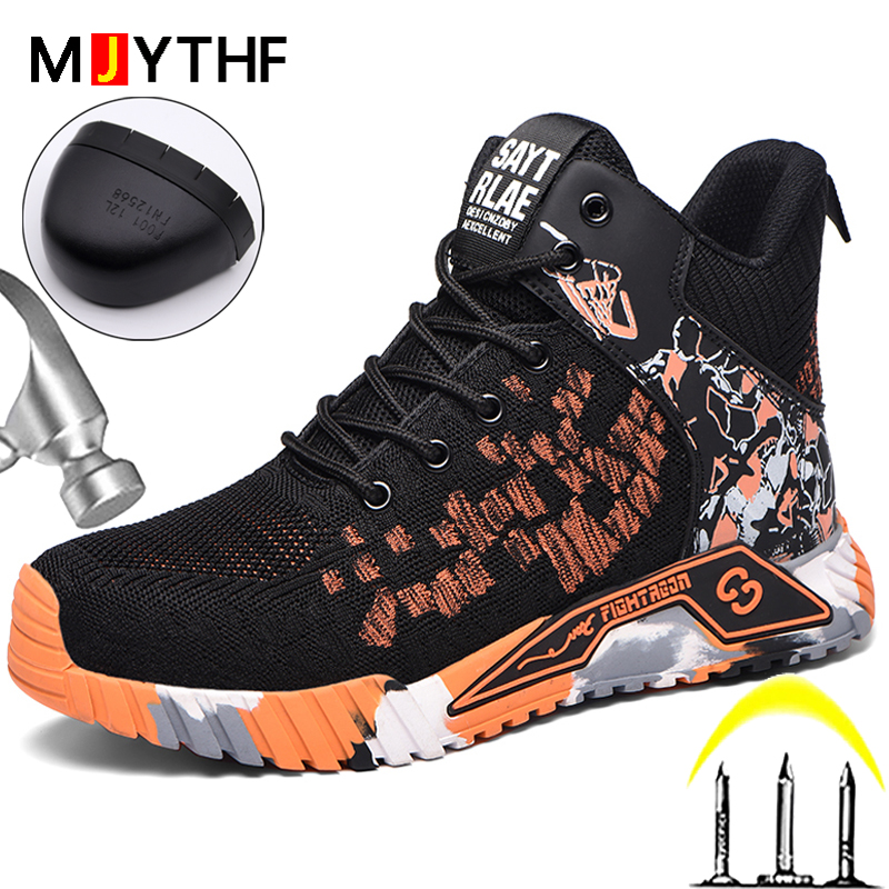 MJYTHF New Work Boots Safety Steel Toe Shoes Men Puncture-Proof Safety Shoes Men Boots Indestructible Shoes Male