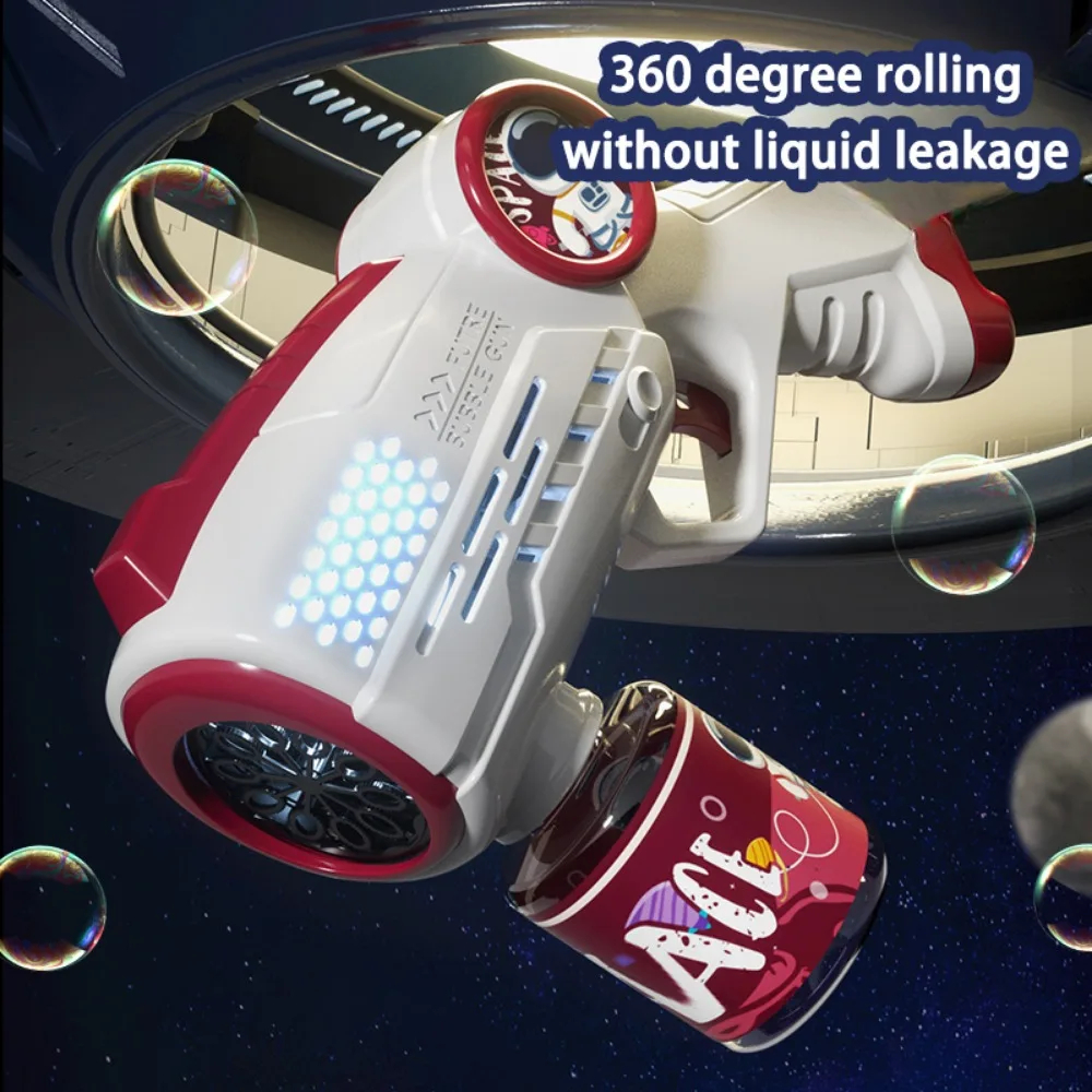 Astronaut Electric Automatic Light Bubble Machine Bubbles Gun Summer Beach Bath Outdoor Game Fantasy Toys for Children Kids Gift