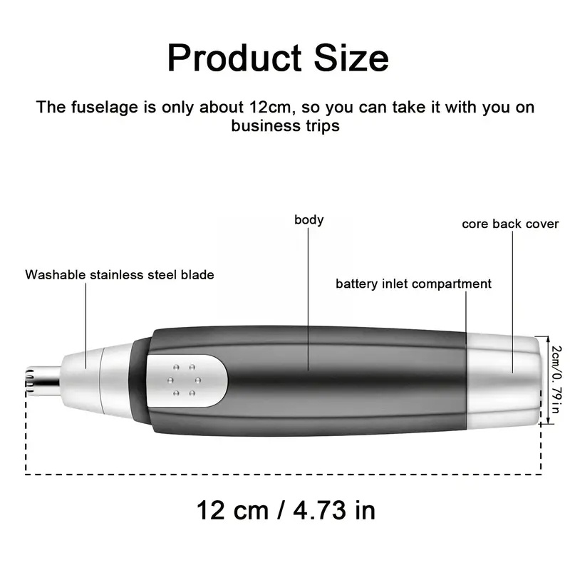 Nose And Ear Hair Trimmer Portable Electric Professional Painless Eyebrow & Facial Hair Trimmer For Men And Woman (No Battery)