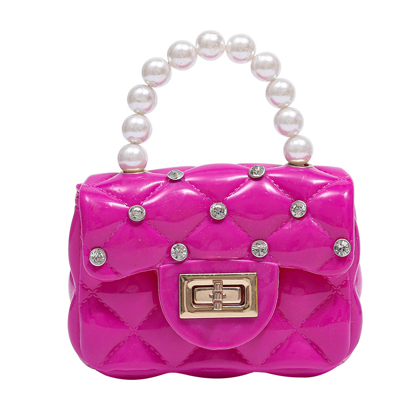 Fashion Kids PVC Handbag Girls Pearl Handbag Bill of Lading Children Mini Coin Purses Jelly Bag Kids Handbag