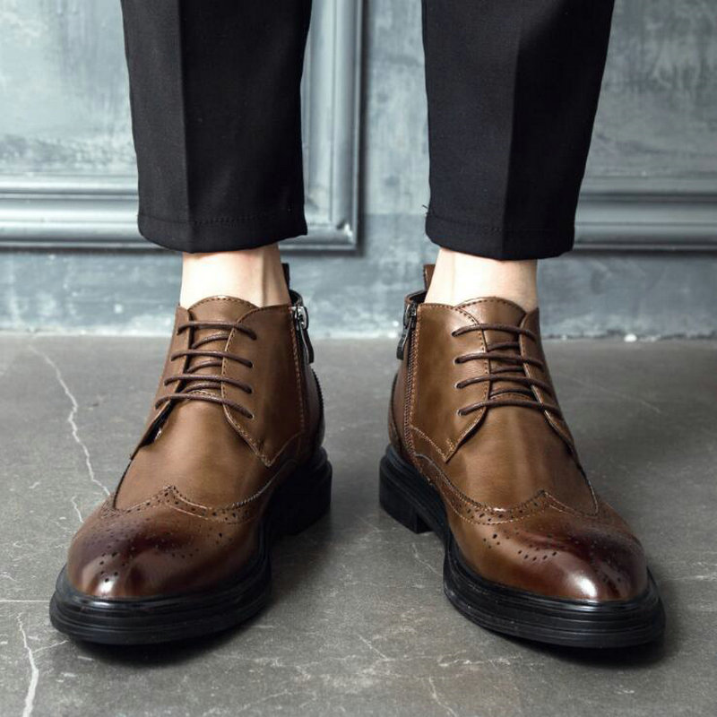 Men Fashion Retro Carved Oxford Business Formal Shoes Chelsea Ankle Boots Footwear Shoes Men shoes short Boots