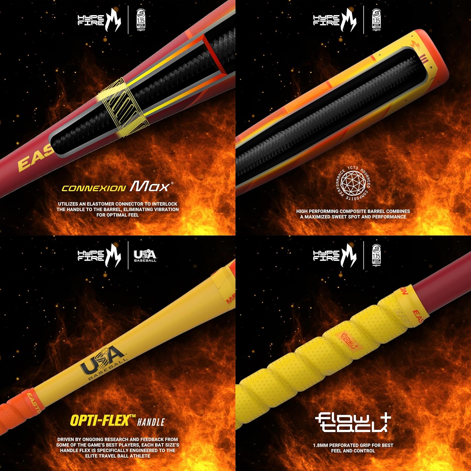 Easton | 2025 | Hype FIRE Baseball Bat | USSSA | -5 / -8 / -10 Drop | 2 3/4" Barrel | 2 Pc. Composite