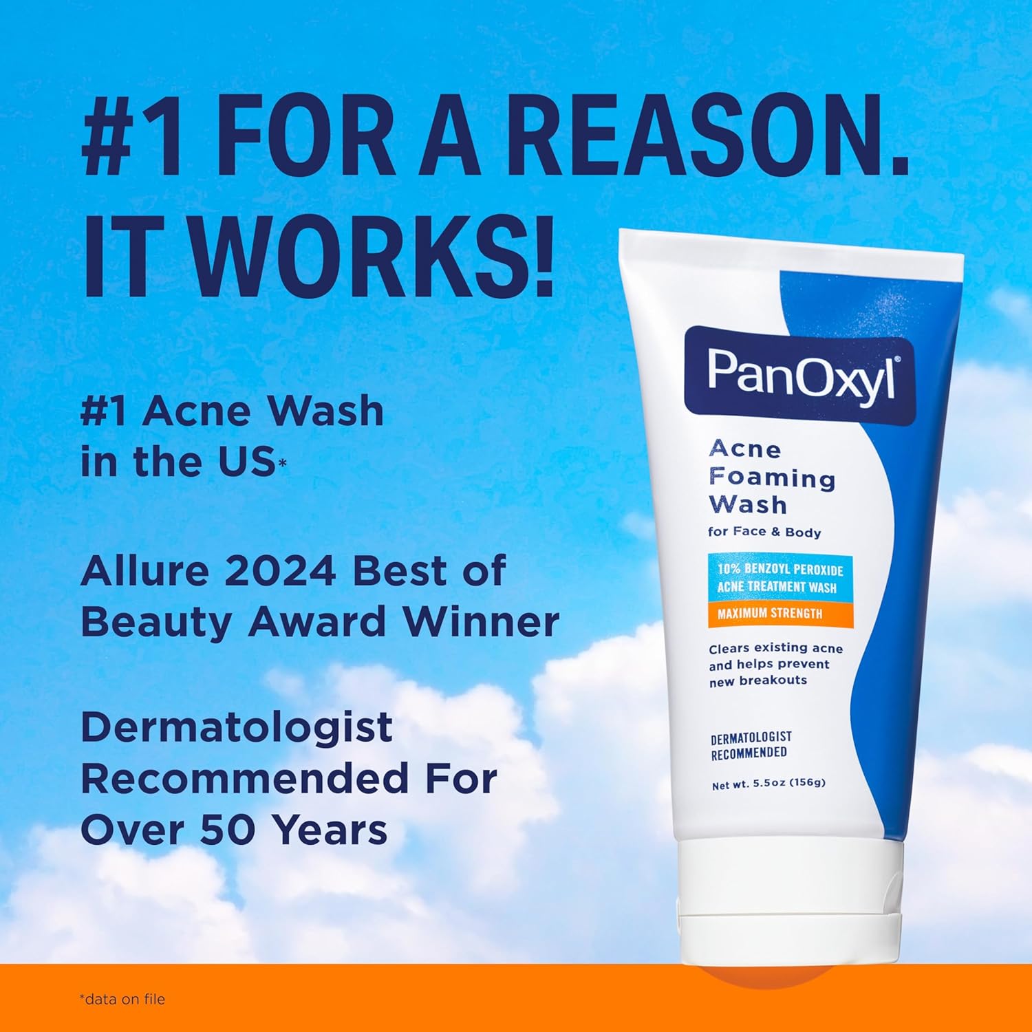 PanOxyl 10% Benzoyl Peroxide Acne Foaming Wash, Maximum Strength, Daily Acne-Fighting Face & Body Cleanser, Face Wash to Clear, Treat and Prevent Acne