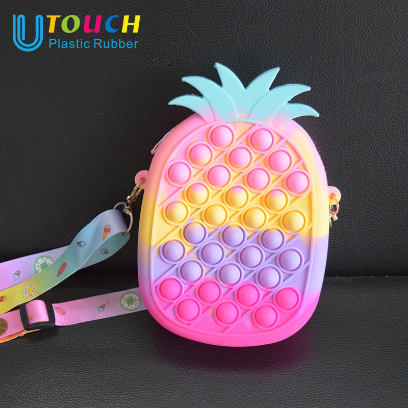 Cute Popper Sensory Popet Silicone Push Bubble Stationery Storage Bag Popite Antistress Coin Purse Fidget Toy For Kids Children