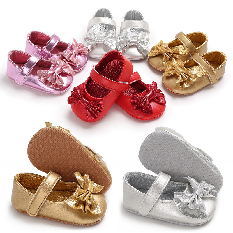 Cute Spring Newborn Golden Baby Shoes Non Slip Cloth Bottom Girl Shoes Elegant Breathable Casual Baby First Walking Shoes