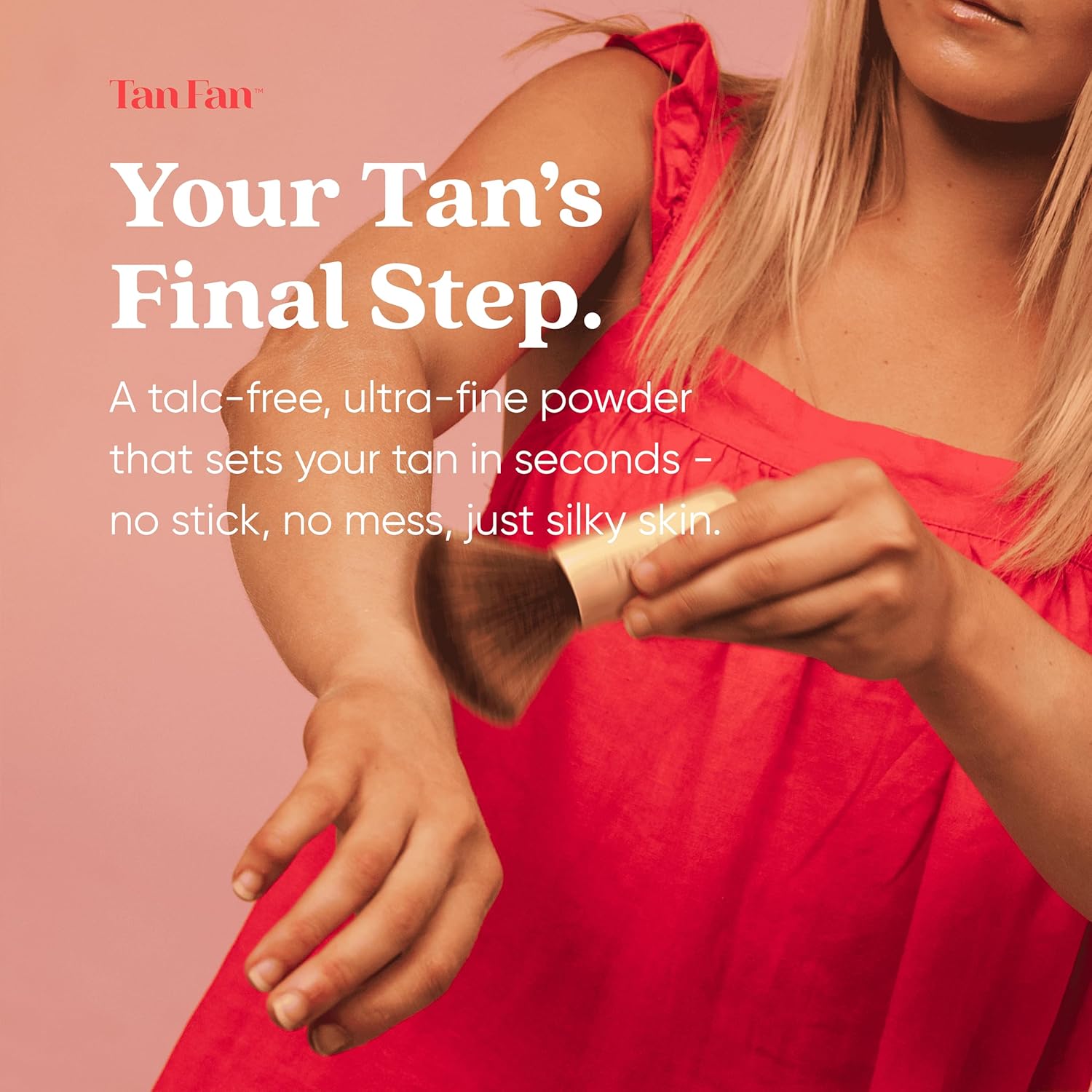 Tan Fan Self Tan Drying Powder Kit - Eliminates Sticky Tanner Feel For After Tanning - 100% Vegan Talc-Free Natural Lightweight For Soft Dry Skin - Ec