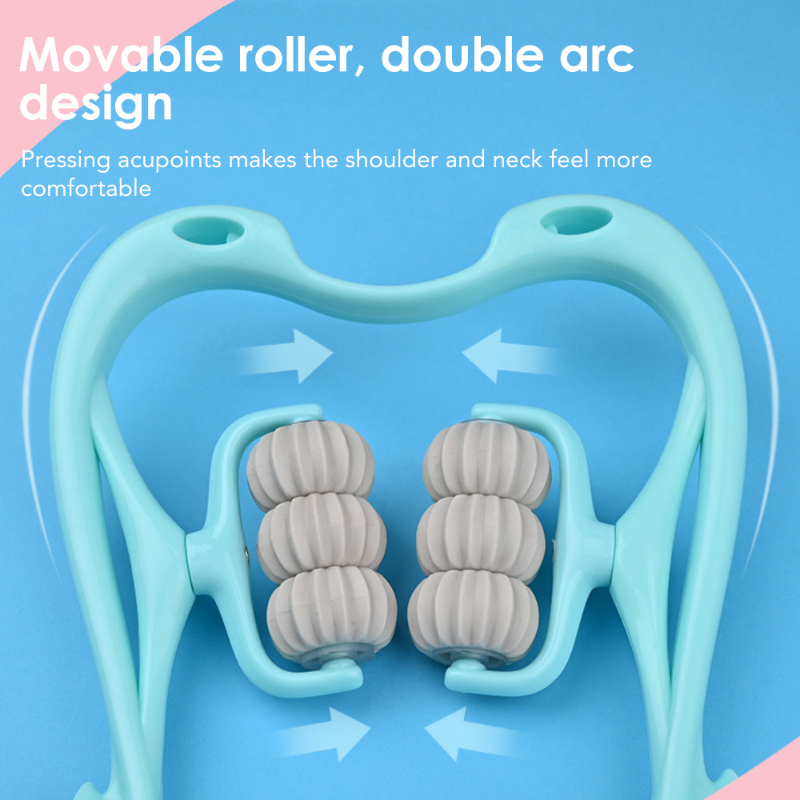 1pcNeck Massager Adjustable Six-wheel Manual Pressing Neck Shoulder Relax Muscles Neck Massage Roller Cervical Spine Health Care