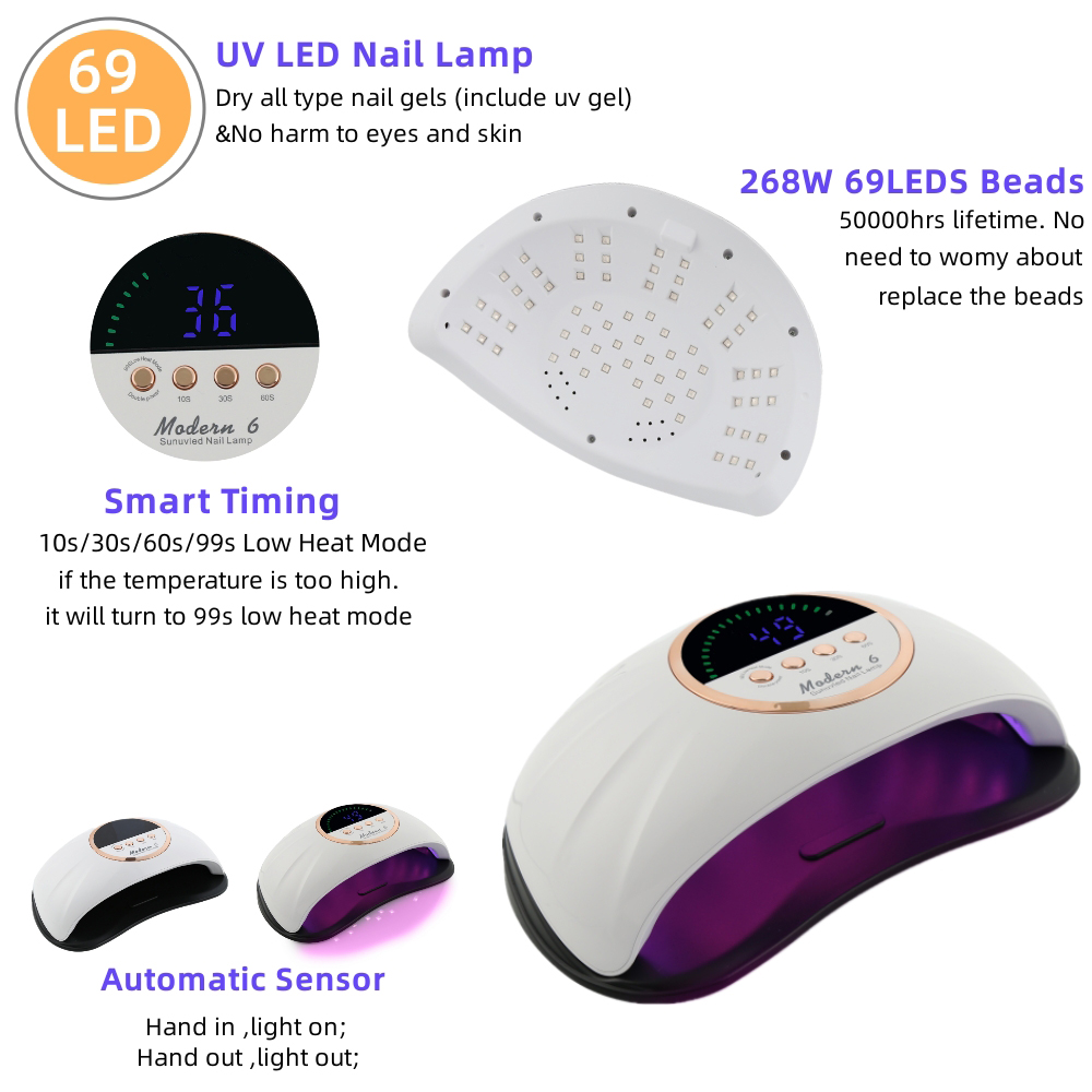 69LEDs Nail Dryer UV LED Nail Lamp for Curing All Gel Nail Polish With Motion Sensing Professional Manicure Salon Tool Equipment
