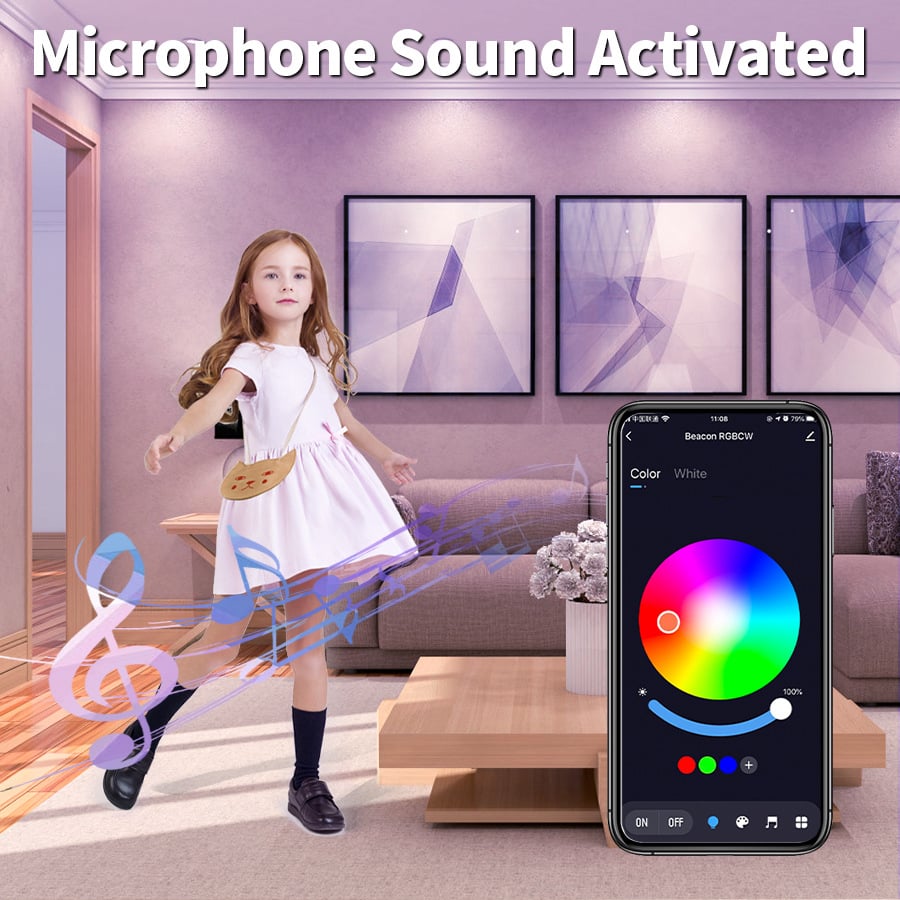 Tuya Graffiti Bluetooth Intelligent Downlight Alexa Voice Control Full Color Dimming RGBCW Google Speaker Fifth Street Light