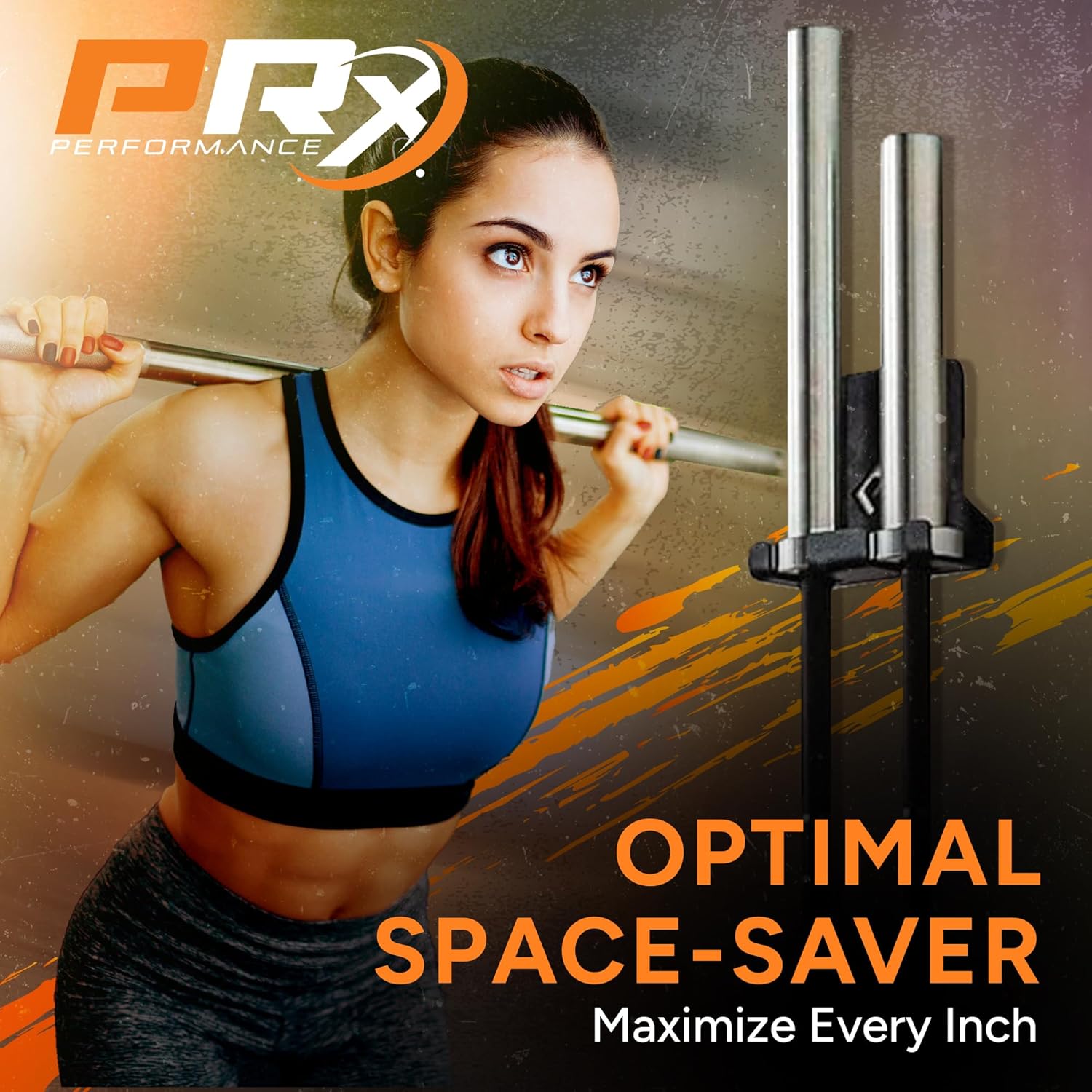PRx Performance Wall-Mounted Barbell Storage Rack - Space-Saving 2-Bar Holder for Home & Commercial Gym, American-Made, Durable Fitness Equipment, Ide