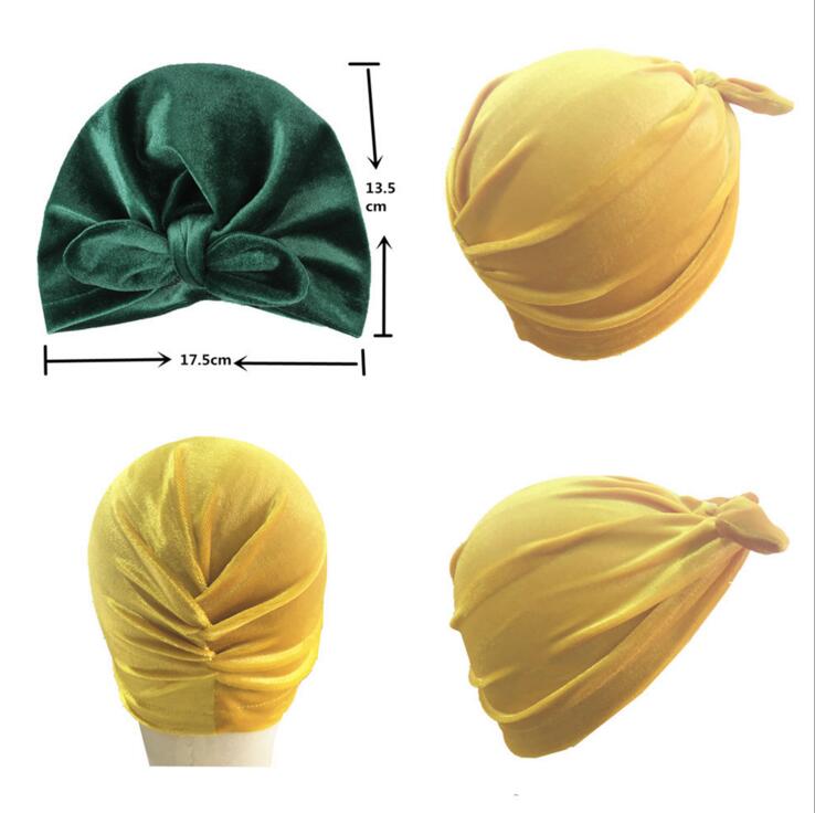 New Velvet Rabbit Ears Indian Hat Bandanas Baby Girls Kids Turban Headband Hair Head Band Wrap Accessories For Children Headwrap