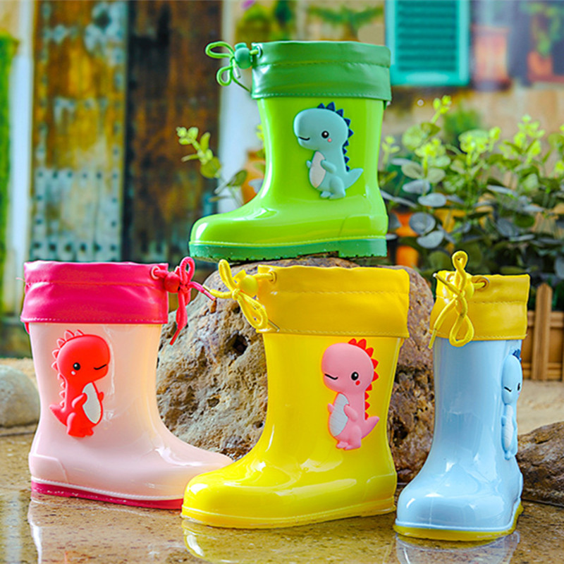 2023 new dinosaur cartoon kids rain boots men's and women's baby infant rain boots cotton-padded rain boots children's rain boot
