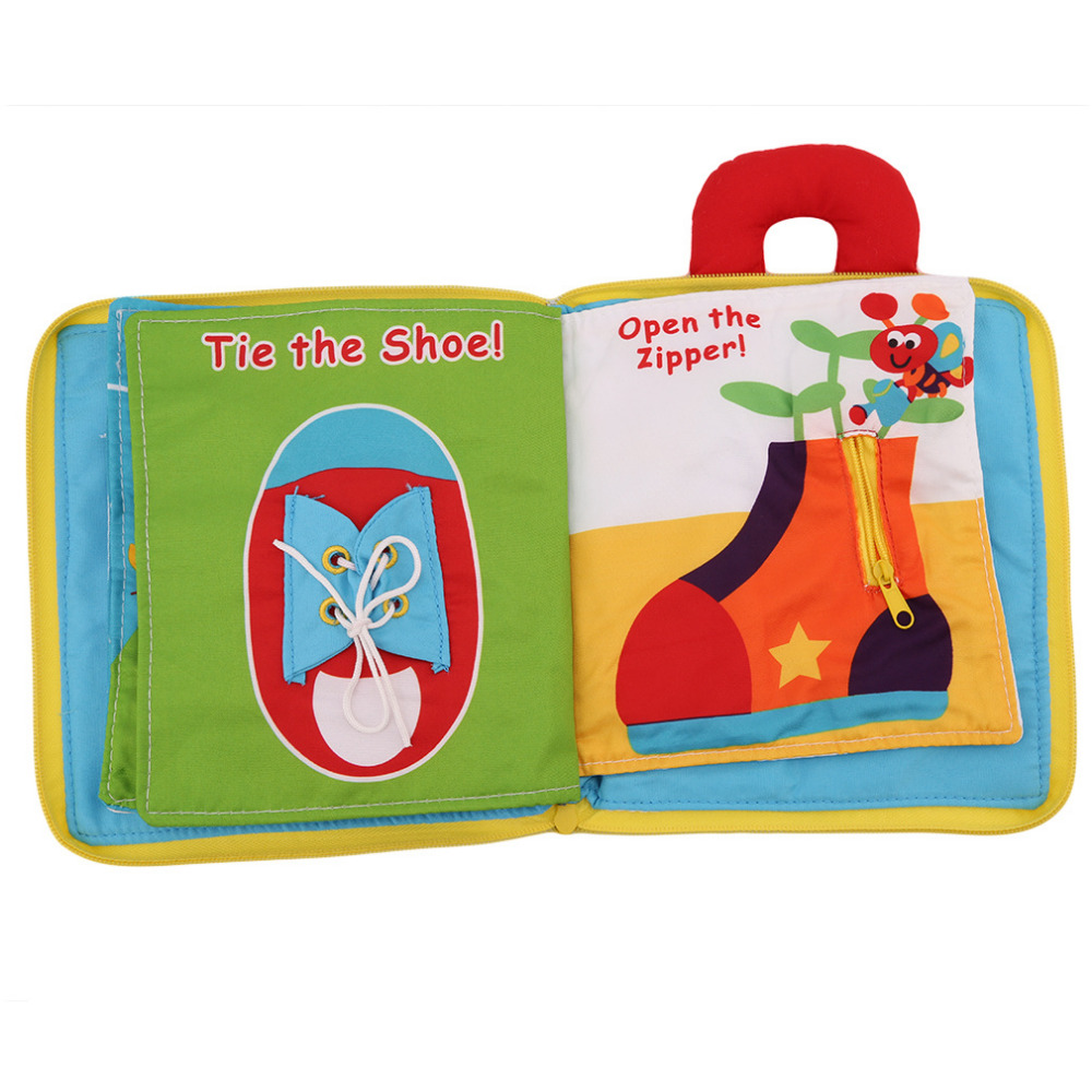 12 pages Soft Cloth Baby Boys Girls Books Rustle Sound Infant Educational Stroller Rattle Toys For Newborn Baby 0-12 month