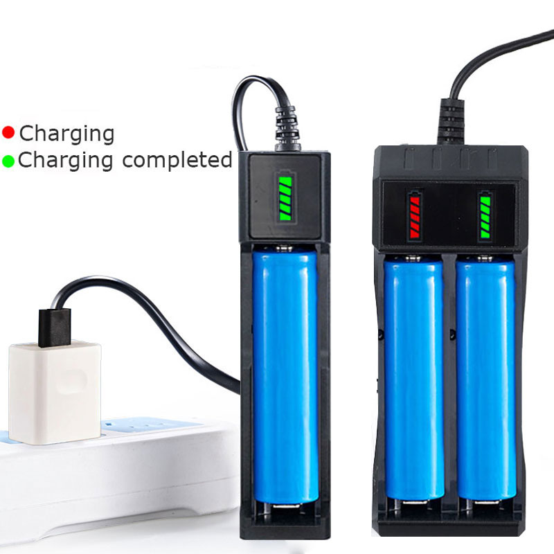18650 Battery Charger 1 / 2 Slots Dual For 18650 Charging 4.2V Rechargeable Lithium Battery Charger Black 2slot only chager