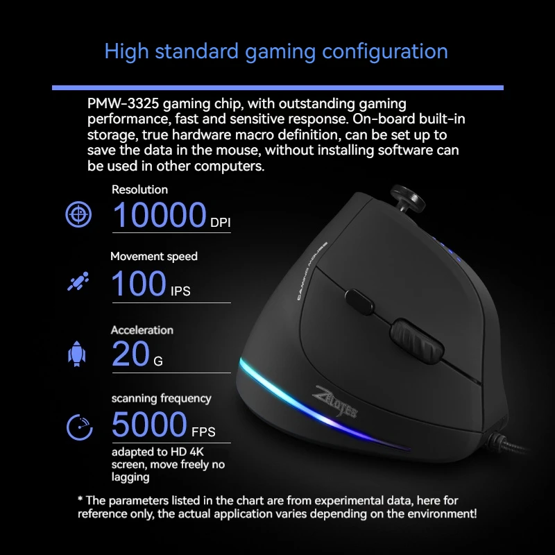ZELOTES C18 Upright Mouse 11 Key Optical Mouse 10000DPI Support Programming Comfortable Gaming Mouse