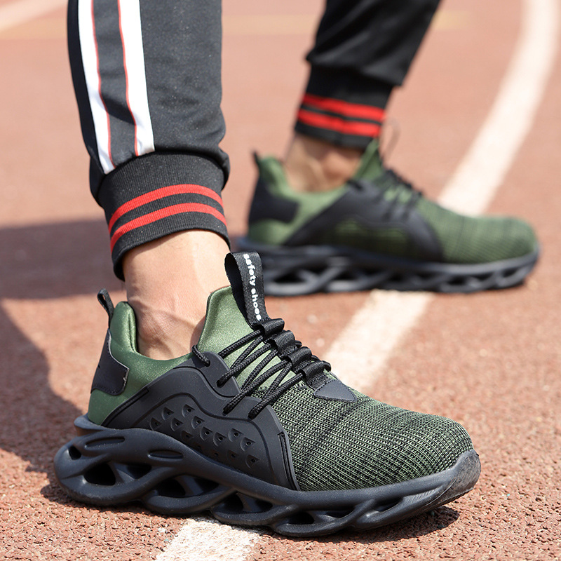 Men's Flyknit Wear resistant Labor Protection Shoes, Anti smashing and Anti piercing Work Shoes
