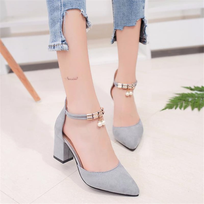 Ladies Sandals Shoes Women L Luxury Sandals Ankle Mid Heel Block Party Open Toe Square Shoes Zapatos De Mujer