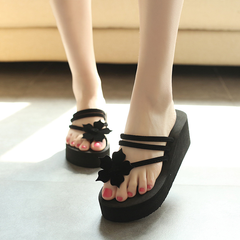 Woman Shoes Platform bath slippers Wedge Beach Flip Flops High Heel Slippers For Women Brand Black Ladies Shoes