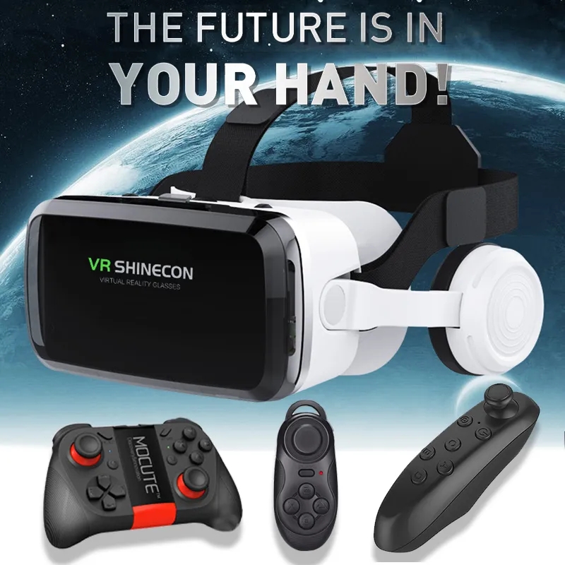 Vr glasses with bluetooth headset 3d virtual reality game helmet vr glasses wireless support for mobile phones under 7 inches