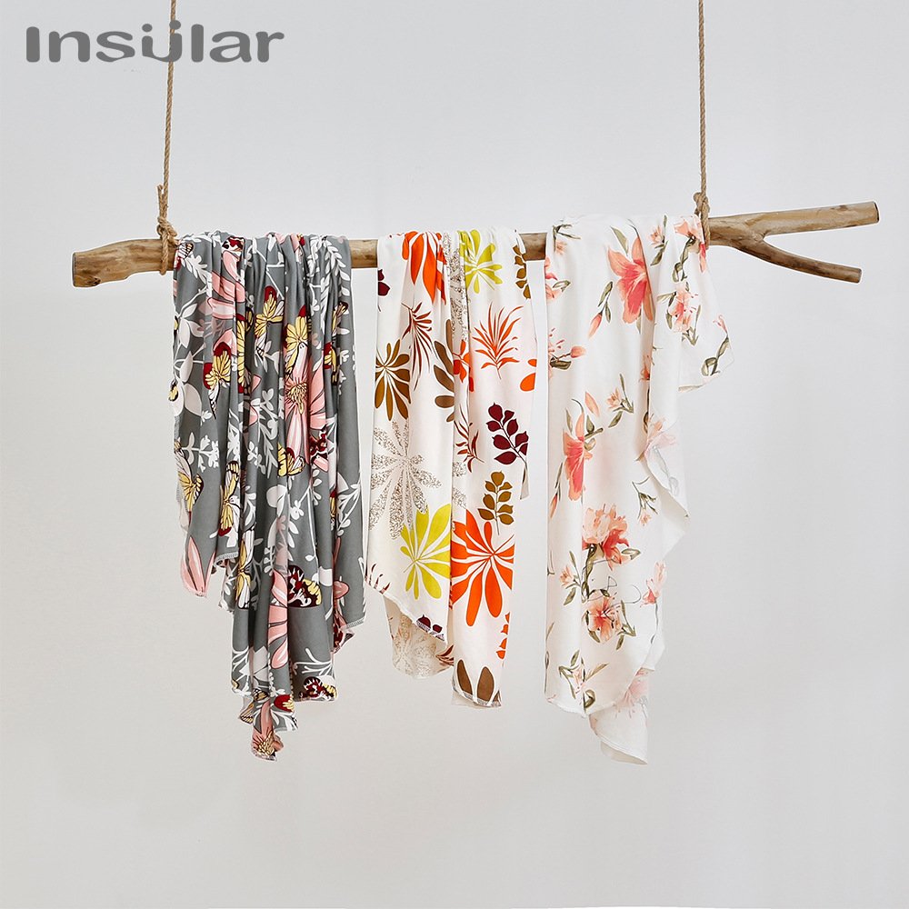 Newborn Printed Wrap Scarf Tire Cap and Headband Three-Piece Set