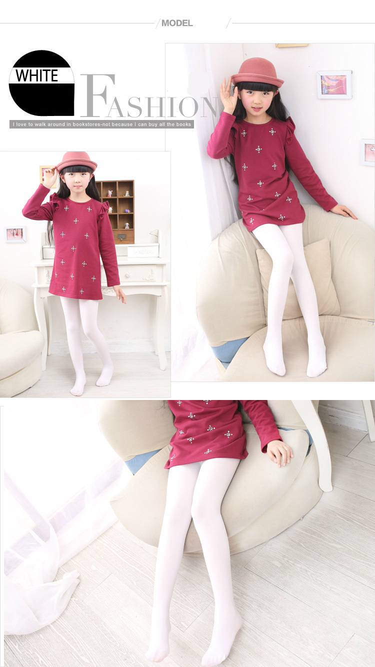 Kids Pantyhose Ballet Dance Tights for Girls Stocking Children Velvet Solid White Pantyhose Girls Tights