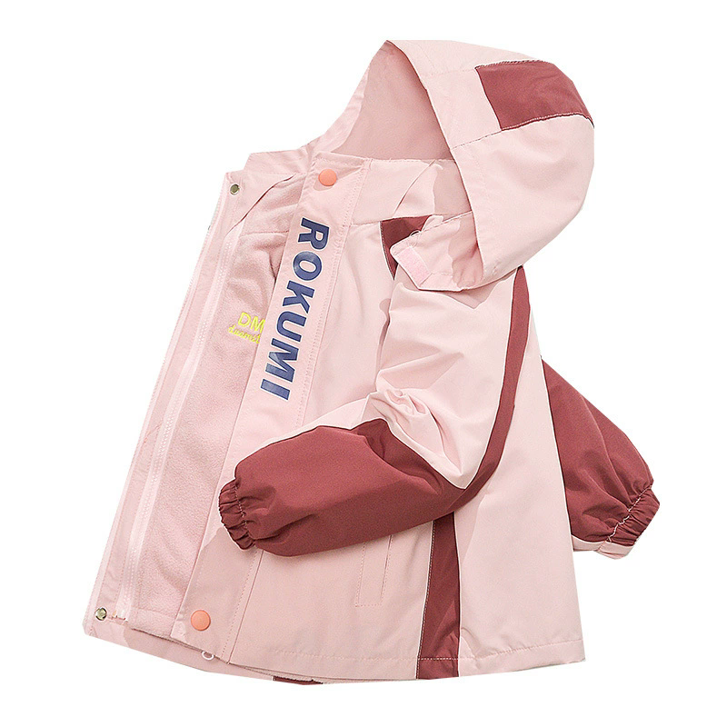New Fashionable Kids' Detachable Puffer Coat with Fluffy Lining, Cartoon Color Block 3-in-1 Warm Outerwear for Girls