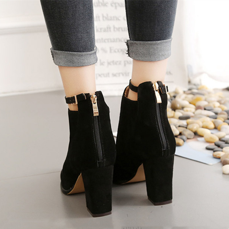 SLYXSH Women Shoes New Autumn Winter Fashion Woman Boots High Heels women Leather Ankle Boots Sexy Pointed Toe Boot