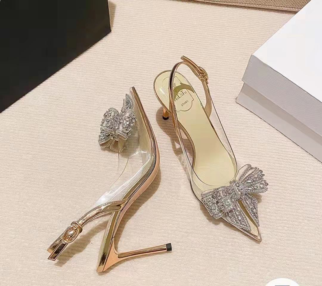 Brand Women Pumps Luxury Crystal Slingback High Heels Ladies Summer Shoes Pumps Woman Heeled Party Wedding Shoes