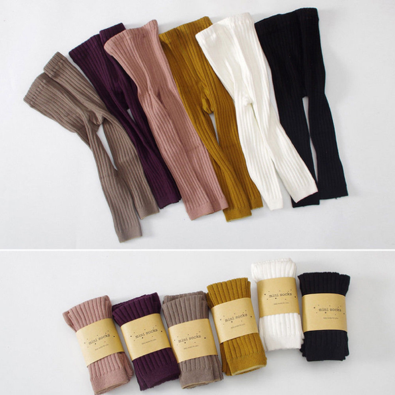 Korean vertical bar 9-point pants spring and autumn double needle candy color baby children's Leggings Capris