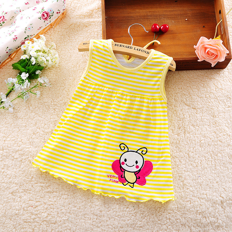 Little Girl in Sleeveless Dress Casual Cotton Vest Little Princess Dress